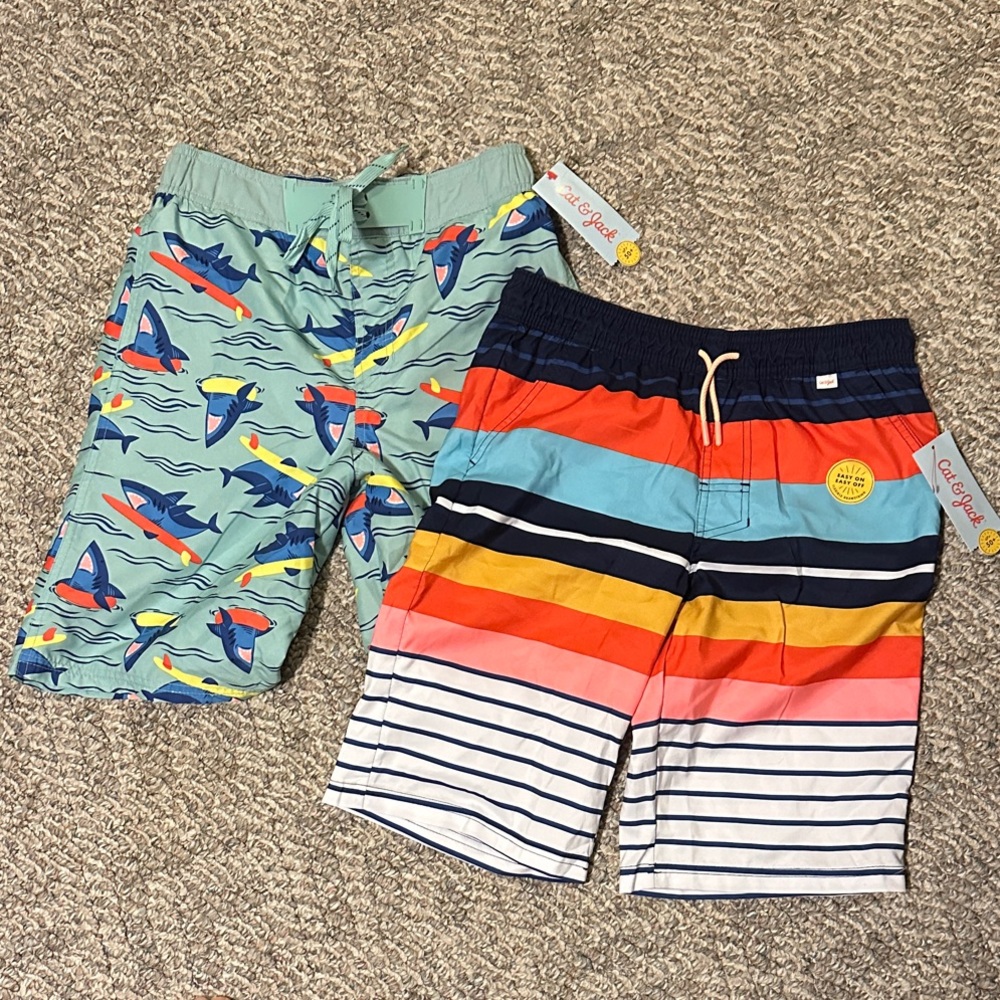 Cat & Jack Shark Print and Striped Kids Shorts